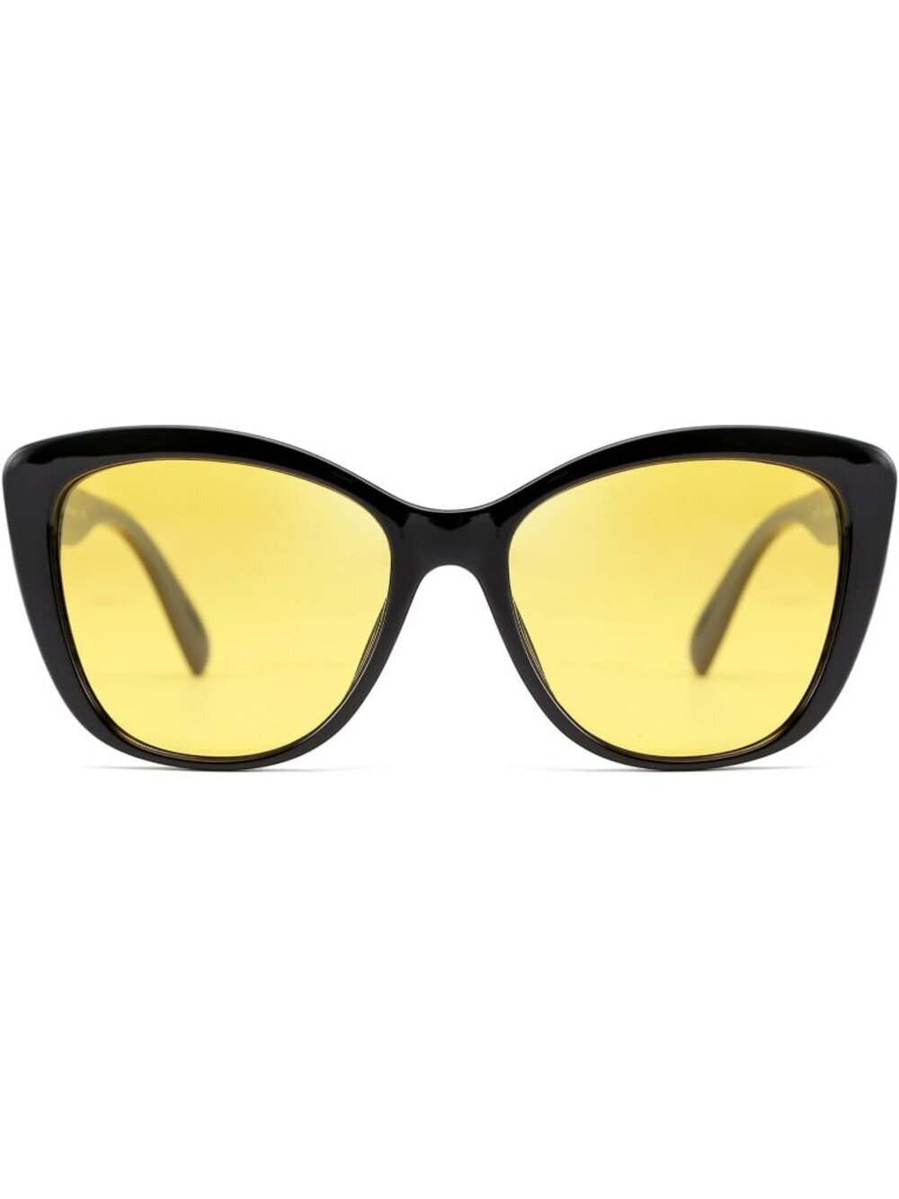 Women's Black Yellow Polarized Sunglasses American Square Jackie O Cat Eye